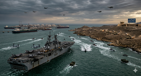 중동 해상 요충지를 둘러싼 군사적 대치 상황